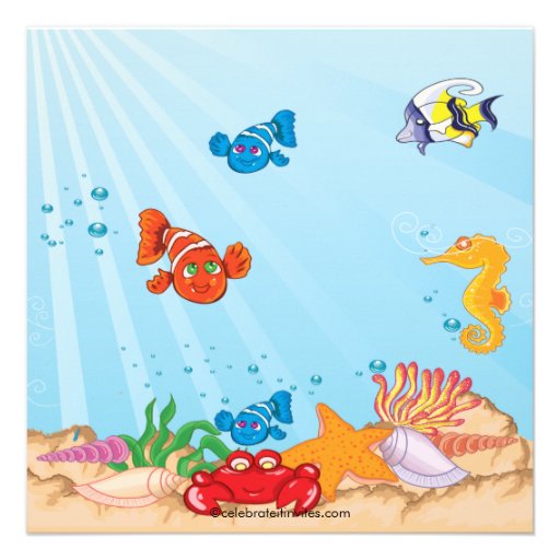 Under the Sea Pool Party Birthday Invitation boy