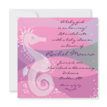 Under The Sea Seahorse Baby Girl Shower Invitation
