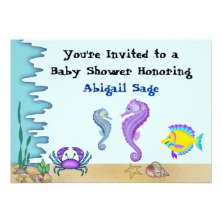 Under the Sea Seahorse Baby Shower Invites ~ Boys