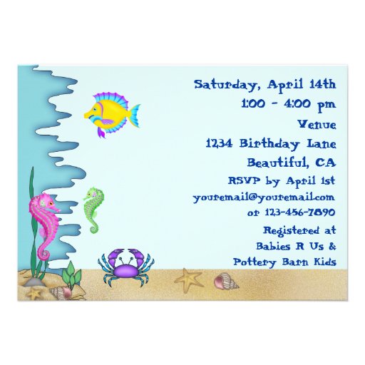 Under the Sea Seahorse Neutral Baby Shower Invites