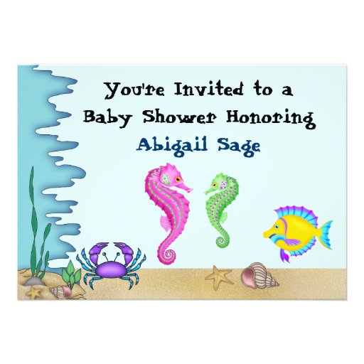 Under the Sea Seahorse Neutral Baby Shower Invites