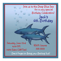 Under The Sea Shark Birthday Invitations invitations