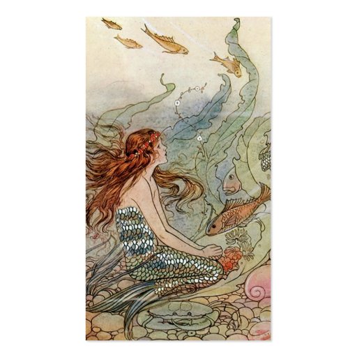Under the Sea Vintage Mermaid Business Card Templates (back side)