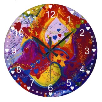 Underground – Crimson & Iris Hearts Abstract Round Wall Clocks