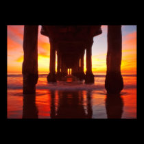 Underneath Manhattan Beach Pier posters