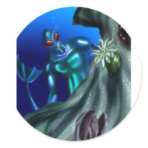 Undersea creature round stickers