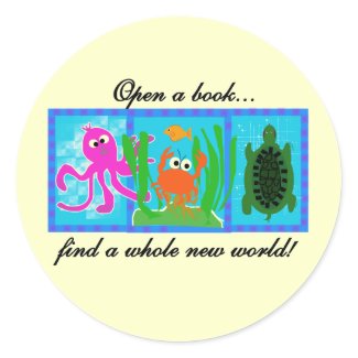 Undersea Open a Book Tshirts and Gifts sticker
