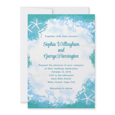 Undersea Stars Tropical Aqua Wedding Invitation invitation