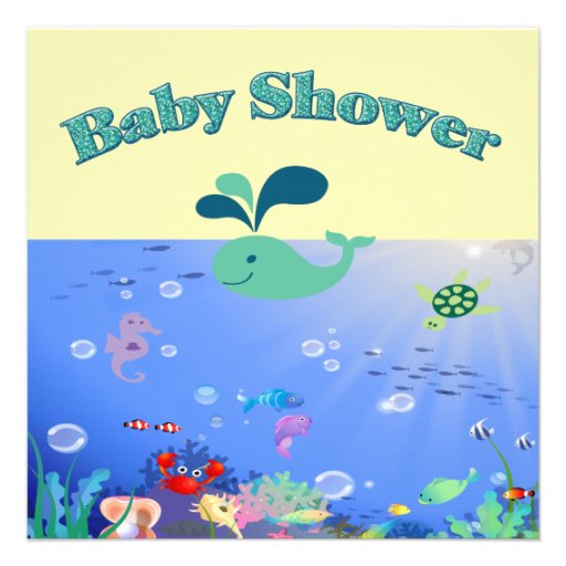 Underwater Adventure Baby Shower Boy Or Girl Personalized Announcements (front side)