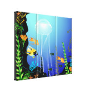 Underwater Fish Fantasy 3 panel wrappedcanvas