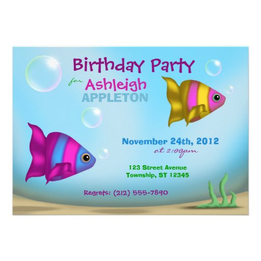 Underwater Fish - Kids Birthday Party Invitations