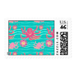 Underwater Pink Octopus Pattern Postage