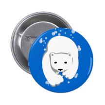Underwater Polar Bear Pinback Buttons