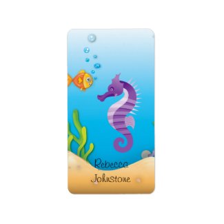 Underwater Purple Seahorse Labels label