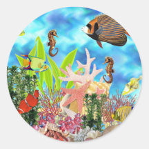 Underwater Round Stickers
