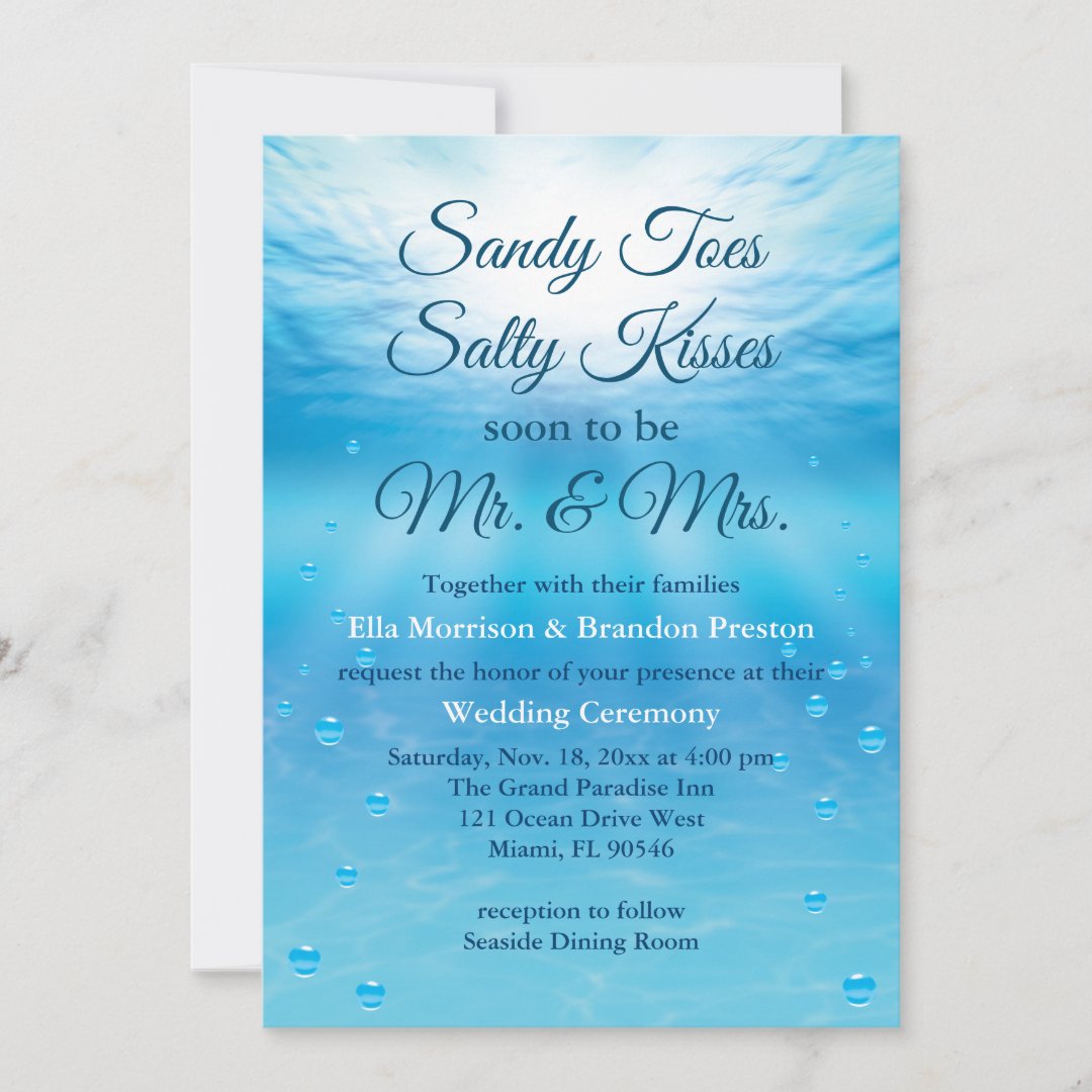 Underwater Sandy Toes Salty Kisses Beach Wedding Invitation Zazzle