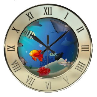 Underwater scene large clock