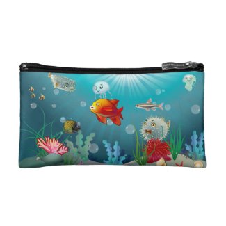 Underwater scene makeup bag