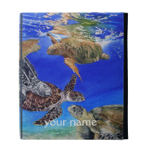 Underwater Sea Turtles Art Personalized iPad Folio iPad Cases