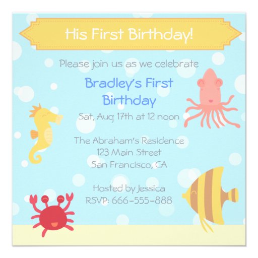 Underwater theme Birthday Invite