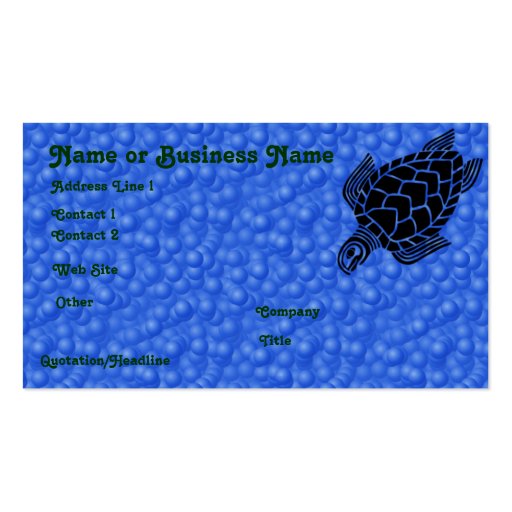 Underwater Tribal Sea Turtle Profile Card Business Card Template (front side)