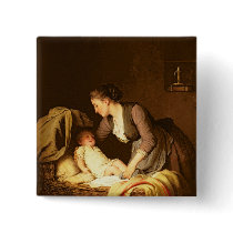 Undressing the Baby, 1880 Pinback Button