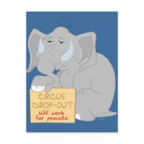 Unemployed Circus Elephant Postcard