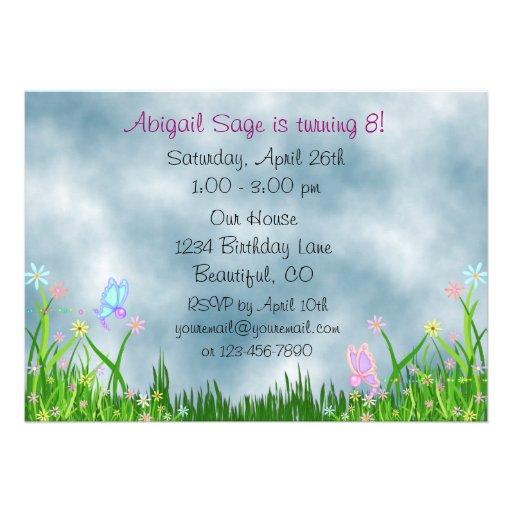 Unicorn and Butterflies Birthday Invitation
