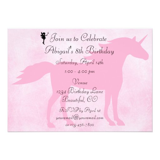 Unicorn and Fairy Silhouette Birthday Invitation