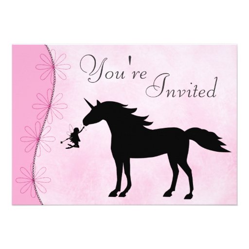 Unicorn and Fairy Silhouette Birthday Invitation