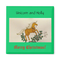 Unicorn and Holly magnets by codfishlady Unicorn and Holly magnets
