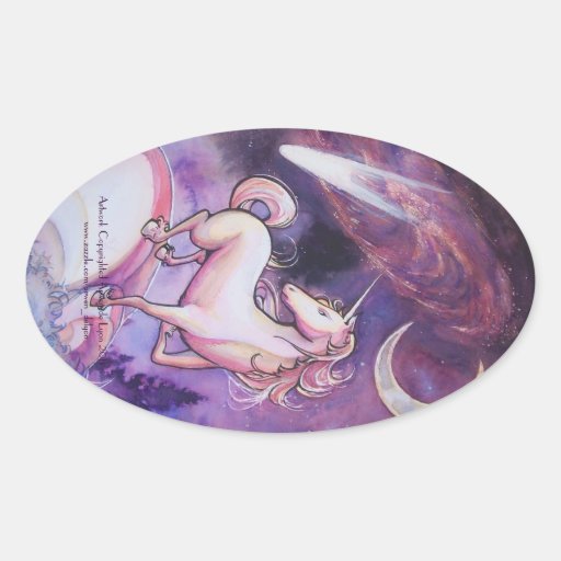 Unicorn and Night Sky Oval Sticker