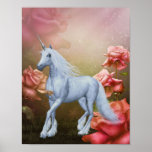 Unicorn And Roses Fantasy Horse Poster