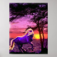 unicorn at sunset print