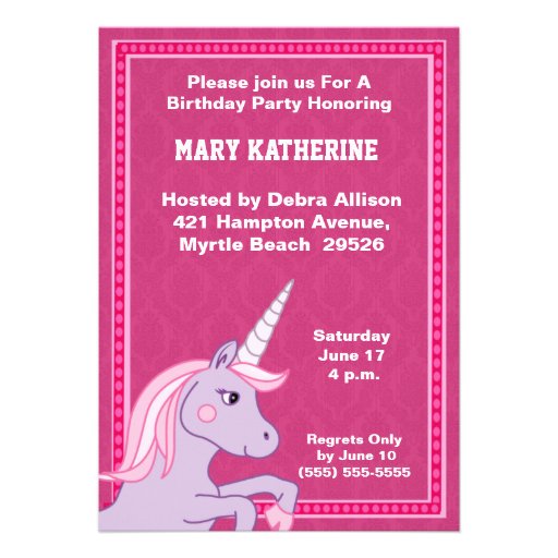 Unicorn Birthday Invitation