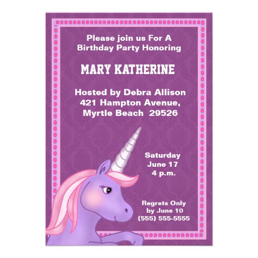 Unicorn Birthday Invitation