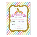 Unicorn Birthday Party Gold Glitter Rainbow Invite