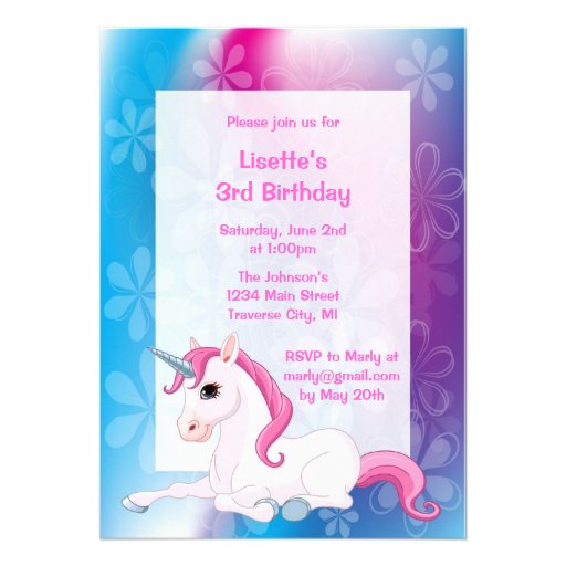 Unicorn Birthday Party Invitations