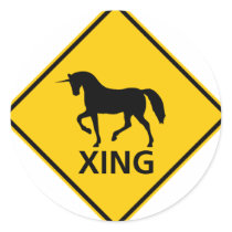 Unicorn Crossing Highway Sign stickers by wesleyowns Unicorn Crossing Highway Sign stickers