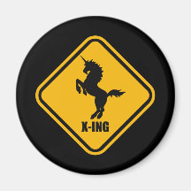 Unicorn Crossing Street Sign Fridge Magnets