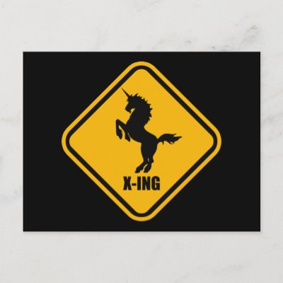 Unicorn Crossing Street Sign Postcard