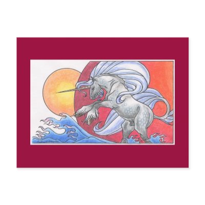 Unicorn Cycle - Summer ©1999 Postcard by smilodonart