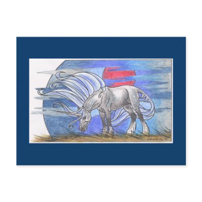 Unicorn Cycle - Winter ©1999 Post Cards by smilodonart