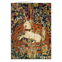 Unicorn in captivity greeting cards