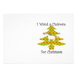 Unicorn in Christmas tree on gold Personalized Invites