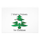 Unicorn in Christmas tree on green Custom Announcement