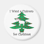 Unicorn in Christmas tree on green Magnet