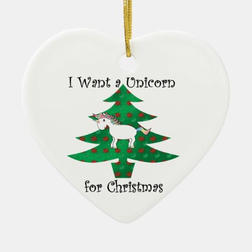 Unicorn in Christmas tree on green Christmas Ornament