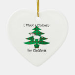 Unicorn in Christmas tree on green Christmas Tree Ornament