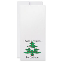 Unicorn in Christmas tree on green Rack Cards